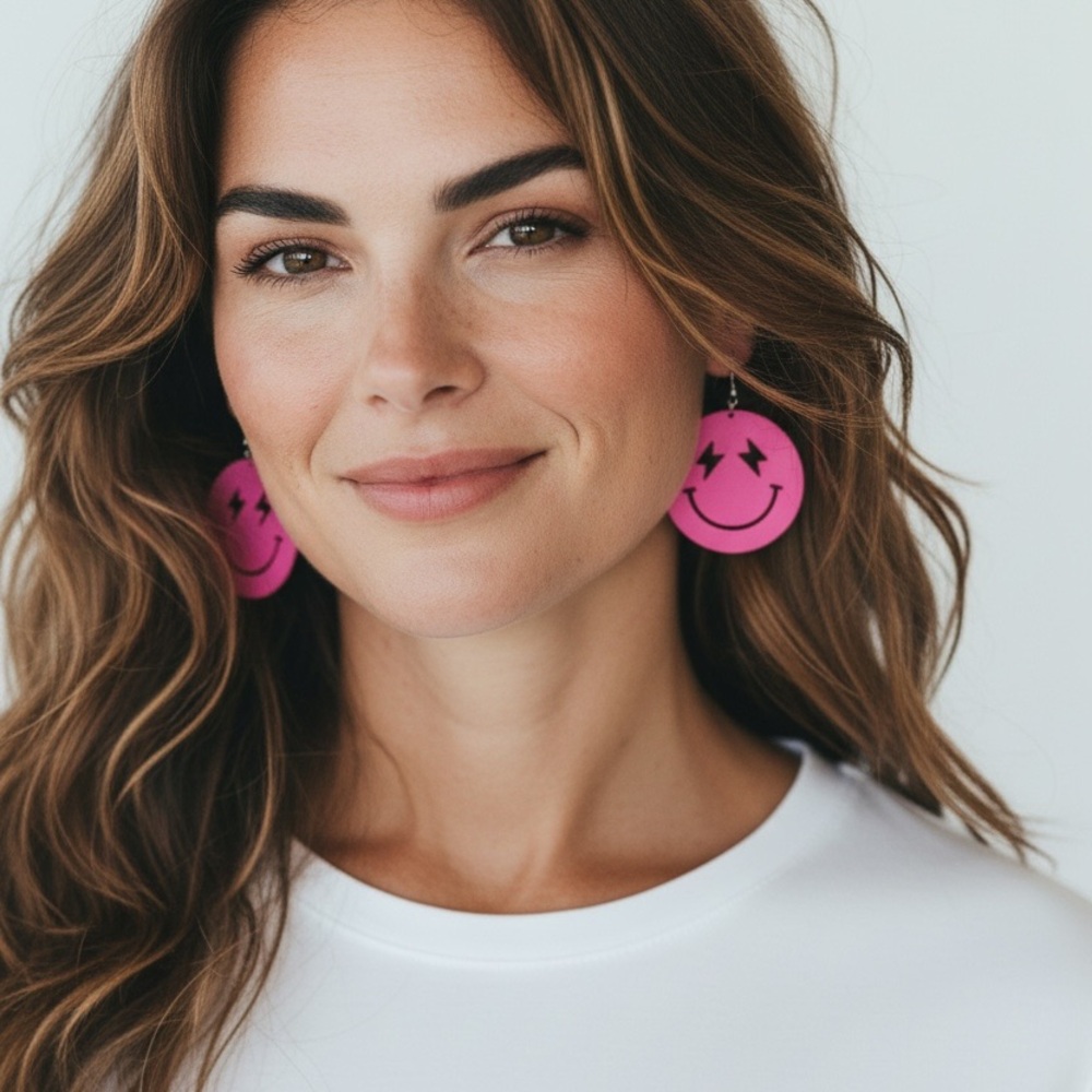 ❤️Pink Smiley Face Earrings